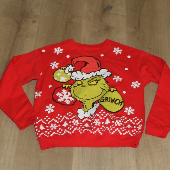 DR. SEUSS THE GRINCH CHRISTMAS SWEATSHIRT UGLY FLEECE SWEATER JR SZ M NWT - Picture 2 of 6